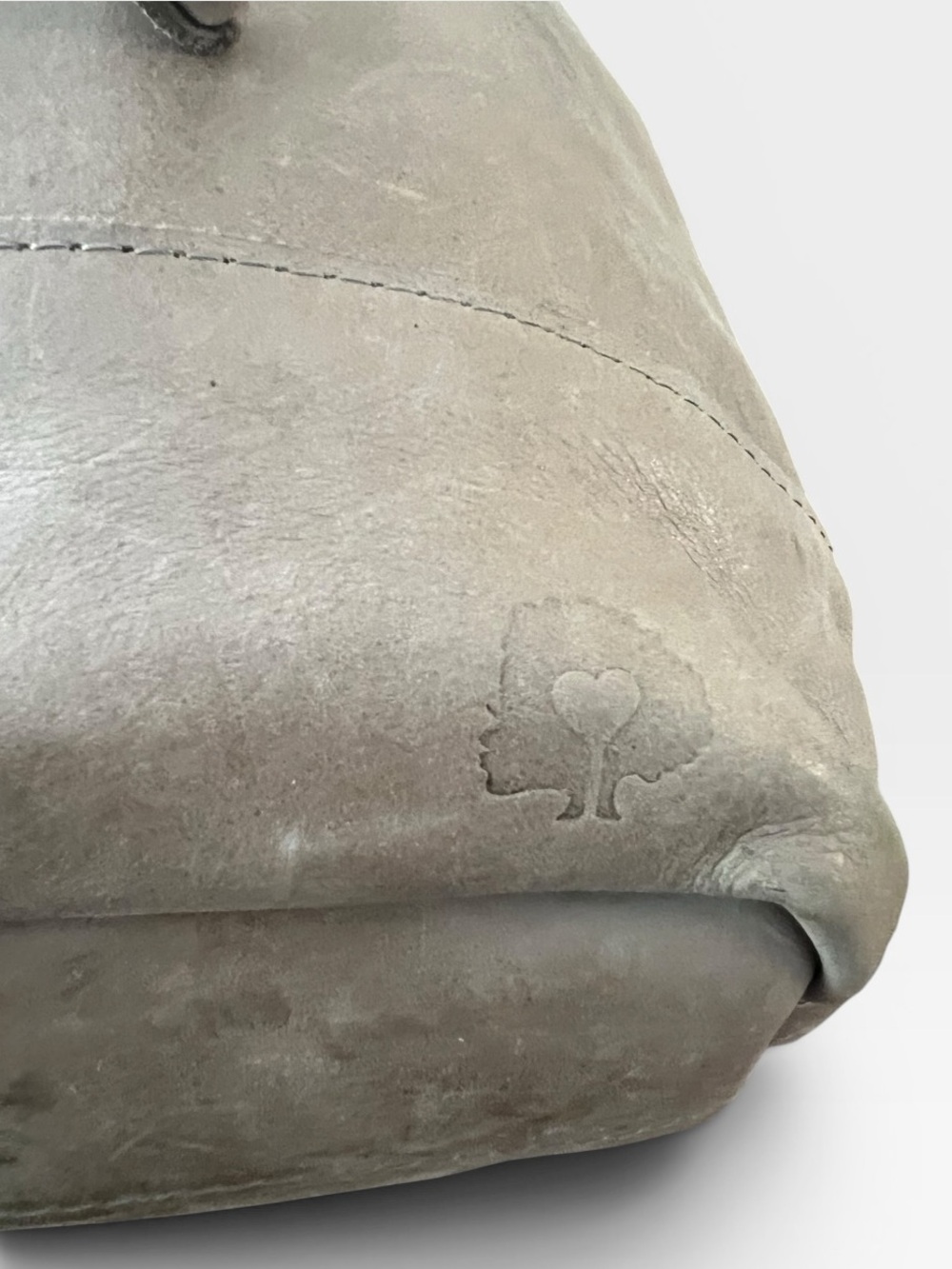 ABLE FashionABLE Gray Taupe Leather Bucket Bag Crossbody Purse Ethiopia - Picture 6 of 13